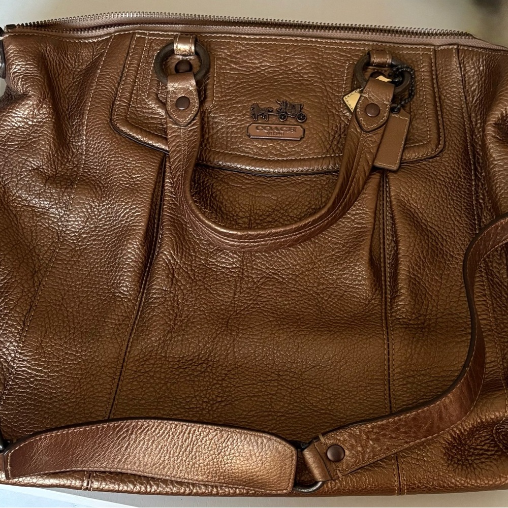 NWT Coach Metallic Bronze Leather Large Satchel